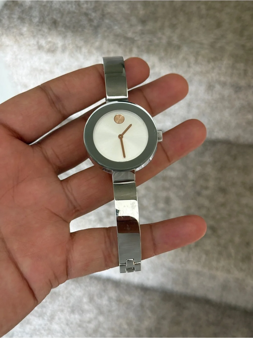 MOVADO Bold Silver Dial Stainless Steel Ladies Watch bangle
